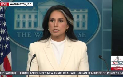 Newly Declassified Documents Expose Obama-Era Plot to Undermine Trump’s 2016 Victory Tulsi Gabbard speaking at White House Press Briefing