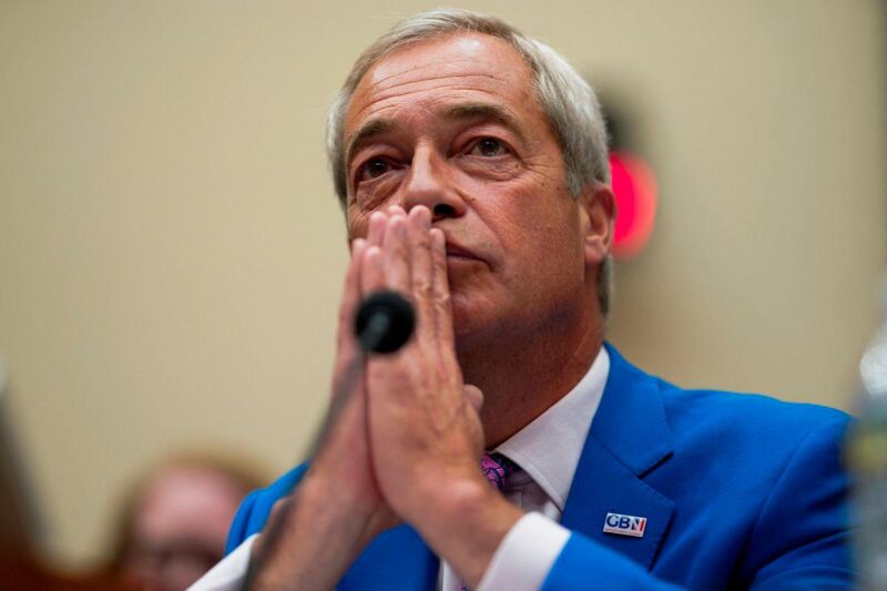 Britain's Reform UK Party leader Nigel Farage speaks before Congress about loss of free speech in the UK, September 3, 2025 - Credit: Reuters