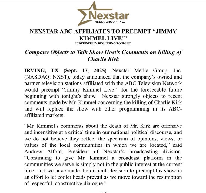 G1FRecVWcAEV0T7 - The Modern Memo Nexstar Media Group Statement